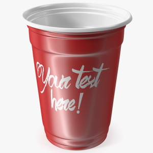 3D model Plastic Cup Your Text Red