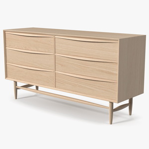 3D Lenia Solid White Oak Wood Sideboard