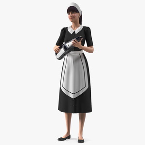 Housekeeping Maid with Handheld Vacuum Cleaner Rigged for Modo 3D