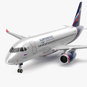 3D Sukhoi Superjet 100 with Saberlets Aeroflot model