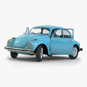 Volkswagen Beetle 1966 Rigged Blue 3D model