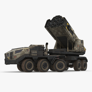 3D model Sci Fi Military Transport Vehicle Dirty Rigged for Maya