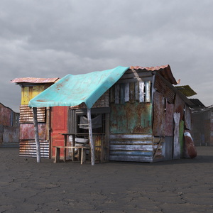 Small Rusty Shack with Awning 3D model