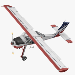 3D model Civil Airplane PZL 104 Wilga Flag Color Rigged for Cinema 4D