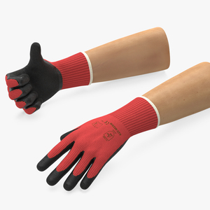 3D Hands in Red Safety Gloves Rigged model