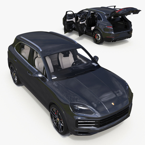 Porsche Cayenne 2024 Luxury SUV Black Rigged 3D model