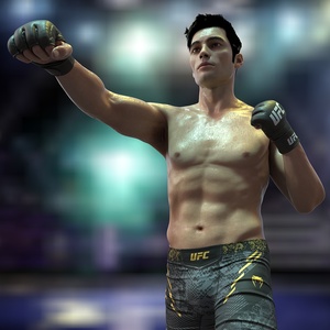 UFC MMA Fighter in Kicking Stance Sweaty Fur 3D model