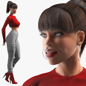 3D Light Skin City Style Woman Rigged for Modo model