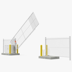 Vertical Lift Gates White Rigged 3D