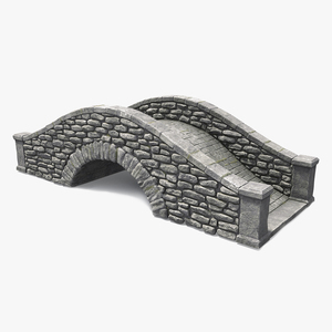 3D Small Stone Arch Bridge Gray model