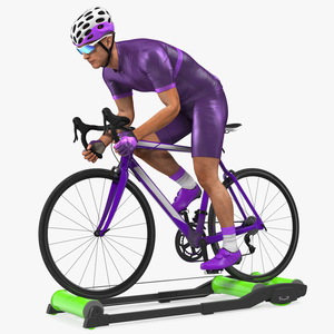 3D model Bicyclist Riding Roller Trainer Platform