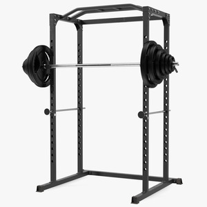 3D Power Cage Black and Barbell model