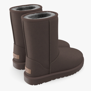 3D Womens Classic Short Fashion Boots UGG Fur Brown model