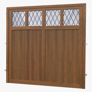 Wooden Swing Garage Door with Windows 3D