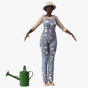 3D model Gardener Afro American Woman Rigged