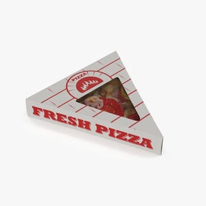 Pizza Slice in Triangle Cardboard Box 3D