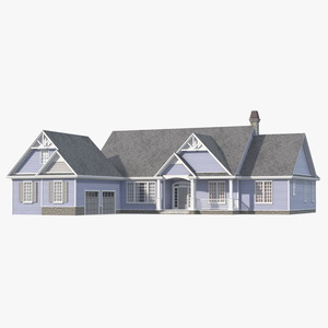 American House Exterior with Double Garage Blue 3D