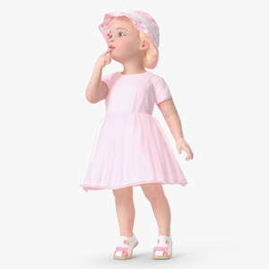 3D Baby Girl Outdoor Summer Dress Curious model