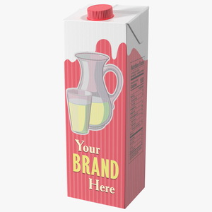 3D Mockup Aseptic Carton Package with Screw Cap Red model