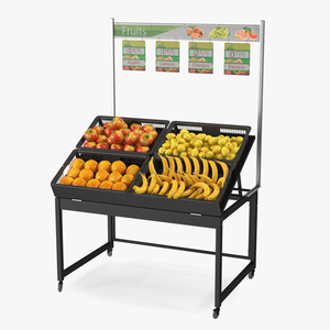 3D model Supermarket Display with Fruit