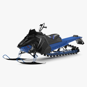 3D Electric Snowmobile Blue Rigged