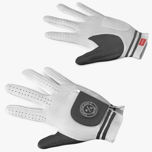 Asher Premium Golf Gloves White Lying 3D