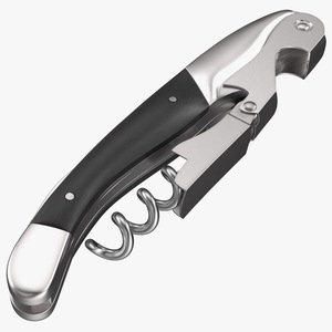 3D model Waiters Corkscrew Black Wood Handle Fold