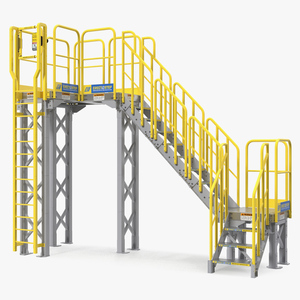 3D Industrial Steel Catwalk Stairs