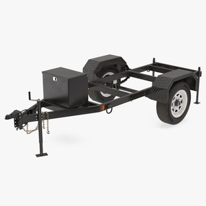 3D Heavy Duty 2 Wheel Trailer Rigged model