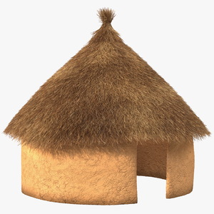 3D Traditional African Mud Hut Fur