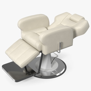 Barber Chair Reclining Unfolded White 3D