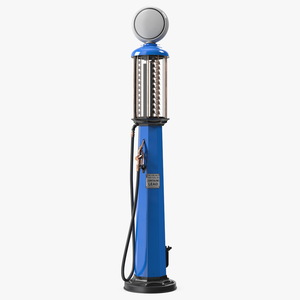 Old Gas Station Blue with Manual Fuel Pump 3D