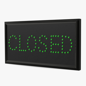 3D model LED Light Business Sign Closed Green OFF