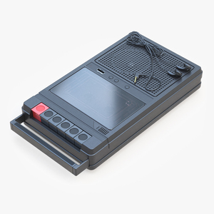 Electronic Tape Deck Recorder With In-Ear Headphones 3D