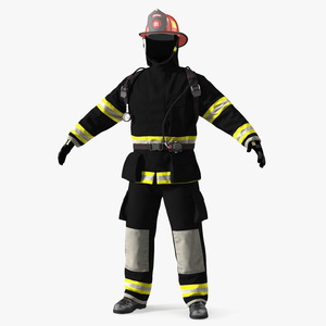 3D Black Firefighter Heat Protection Suit model