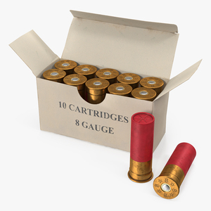 Box of 8 Gauge Shotgun Shells 3D model