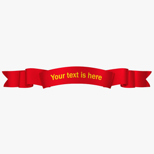 3D Red Label Ribbon Banner model