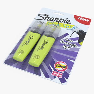 2 Sharpie Highlighter Markers with Package 3D