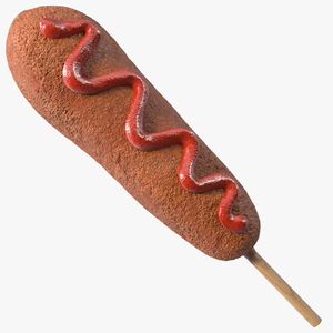 3D Corn Dog with Ketchup