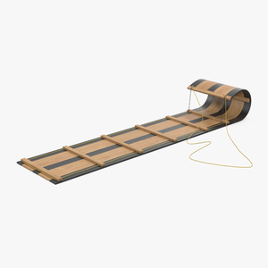 3D model Wooden Sled Toboggan