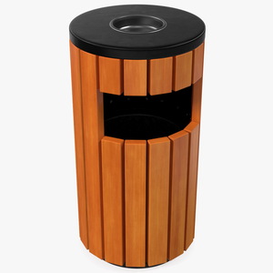 3D Outdoor Round Trash Bin with Ashtray