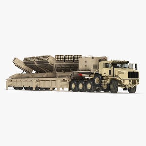 Rocket Launch System Jobaria with Oshkosh Transporter Sand Rigged for Maya 3D model
