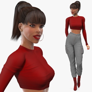 3D Light Skin City Style Woman Standing Pose