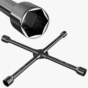 Four Way Lug Nut Wrench Black 3D model