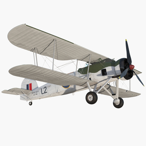 Biplane Torpedo Bomber Fairey Swordfish 3D model