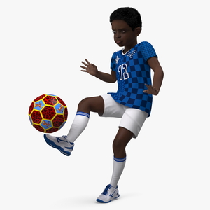 3D Black Child Boy Hitting Ball model