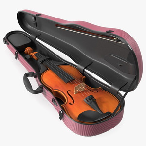 Hard Case Violin Gewa Pure Red Open with Violin 3D