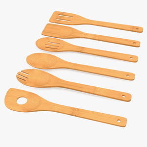 Wooden Spoon Utensil Set 3D model