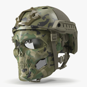 3D Camouflage Airsoft Tactical Helmet and Mask model