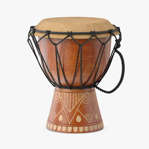 3D Ornate African Djembe Drum